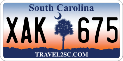 SC license plate XAK675
