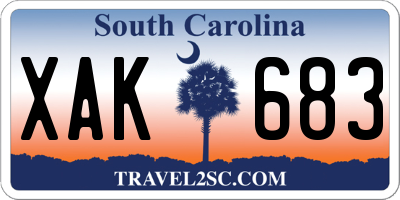 SC license plate XAK683