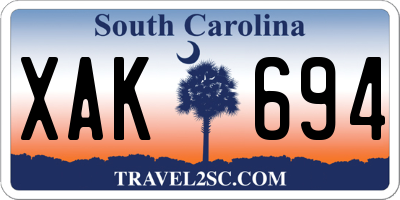 SC license plate XAK694