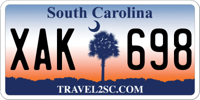 SC license plate XAK698