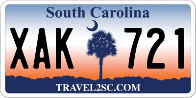 SC license plate XAK721