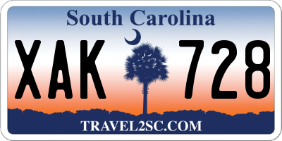 SC license plate XAK728