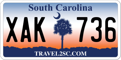 SC license plate XAK736