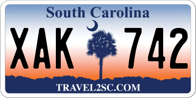 SC license plate XAK742