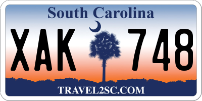 SC license plate XAK748