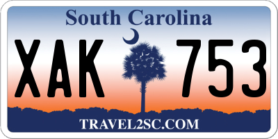 SC license plate XAK753