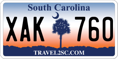 SC license plate XAK760