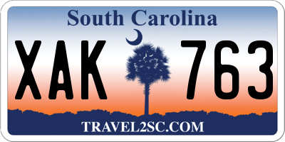 SC license plate XAK763