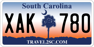 SC license plate XAK780