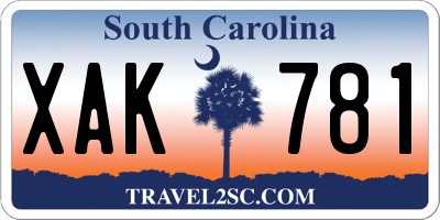 SC license plate XAK781