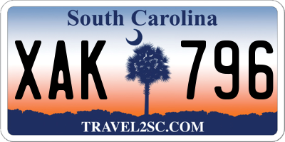 SC license plate XAK796