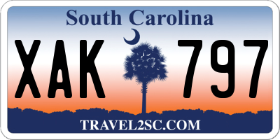 SC license plate XAK797