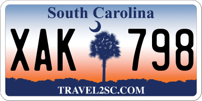 SC license plate XAK798