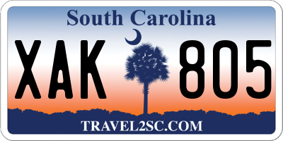 SC license plate XAK805