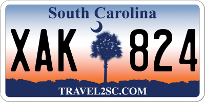 SC license plate XAK824
