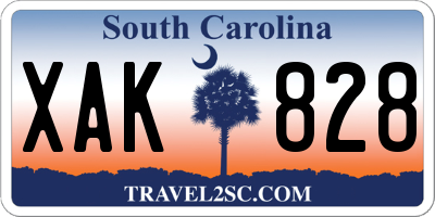 SC license plate XAK828