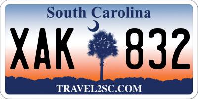 SC license plate XAK832