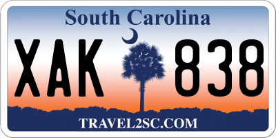 SC license plate XAK838