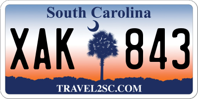 SC license plate XAK843