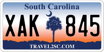 SC license plate XAK845