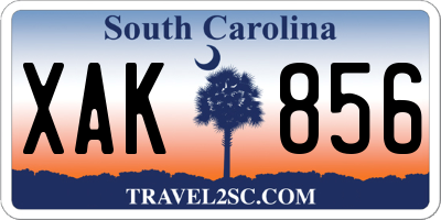 SC license plate XAK856