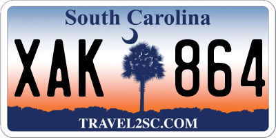 SC license plate XAK864