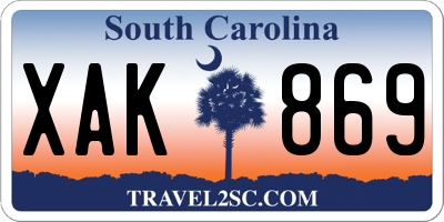 SC license plate XAK869