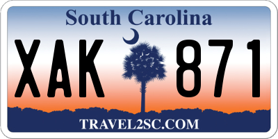SC license plate XAK871