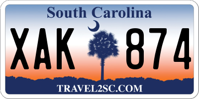SC license plate XAK874