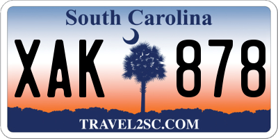 SC license plate XAK878