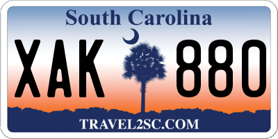 SC license plate XAK880