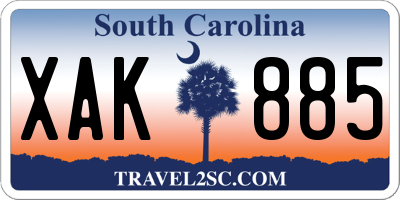 SC license plate XAK885