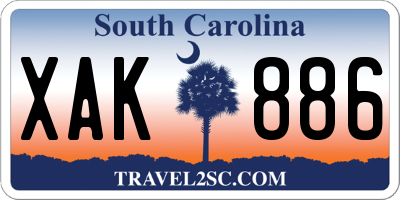 SC license plate XAK886