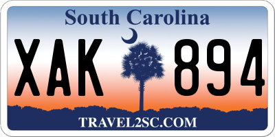 SC license plate XAK894