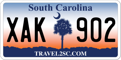SC license plate XAK902