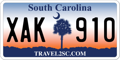 SC license plate XAK910