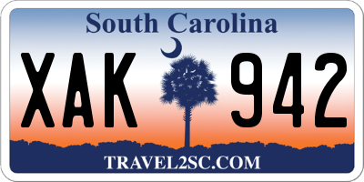 SC license plate XAK942