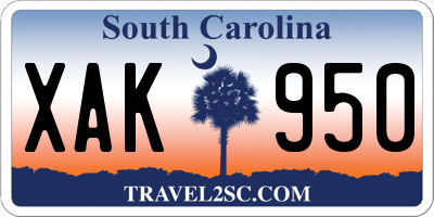 SC license plate XAK950