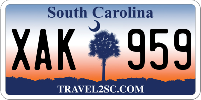 SC license plate XAK959