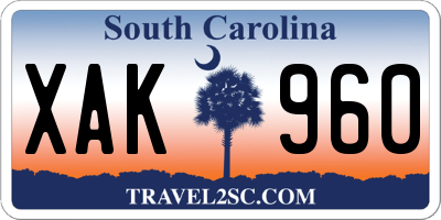 SC license plate XAK960