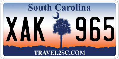 SC license plate XAK965
