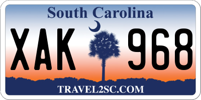 SC license plate XAK968