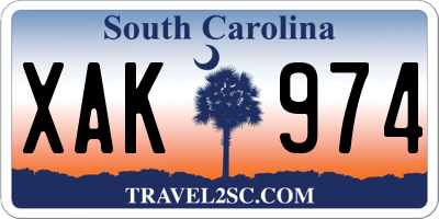 SC license plate XAK974