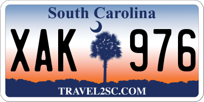 SC license plate XAK976
