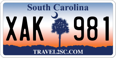 SC license plate XAK981