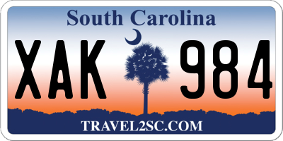 SC license plate XAK984
