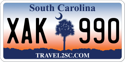 SC license plate XAK990