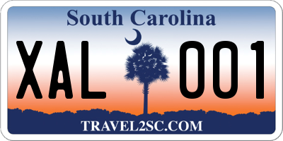 SC license plate XAL001