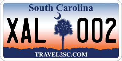 SC license plate XAL002