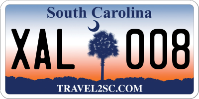 SC license plate XAL008